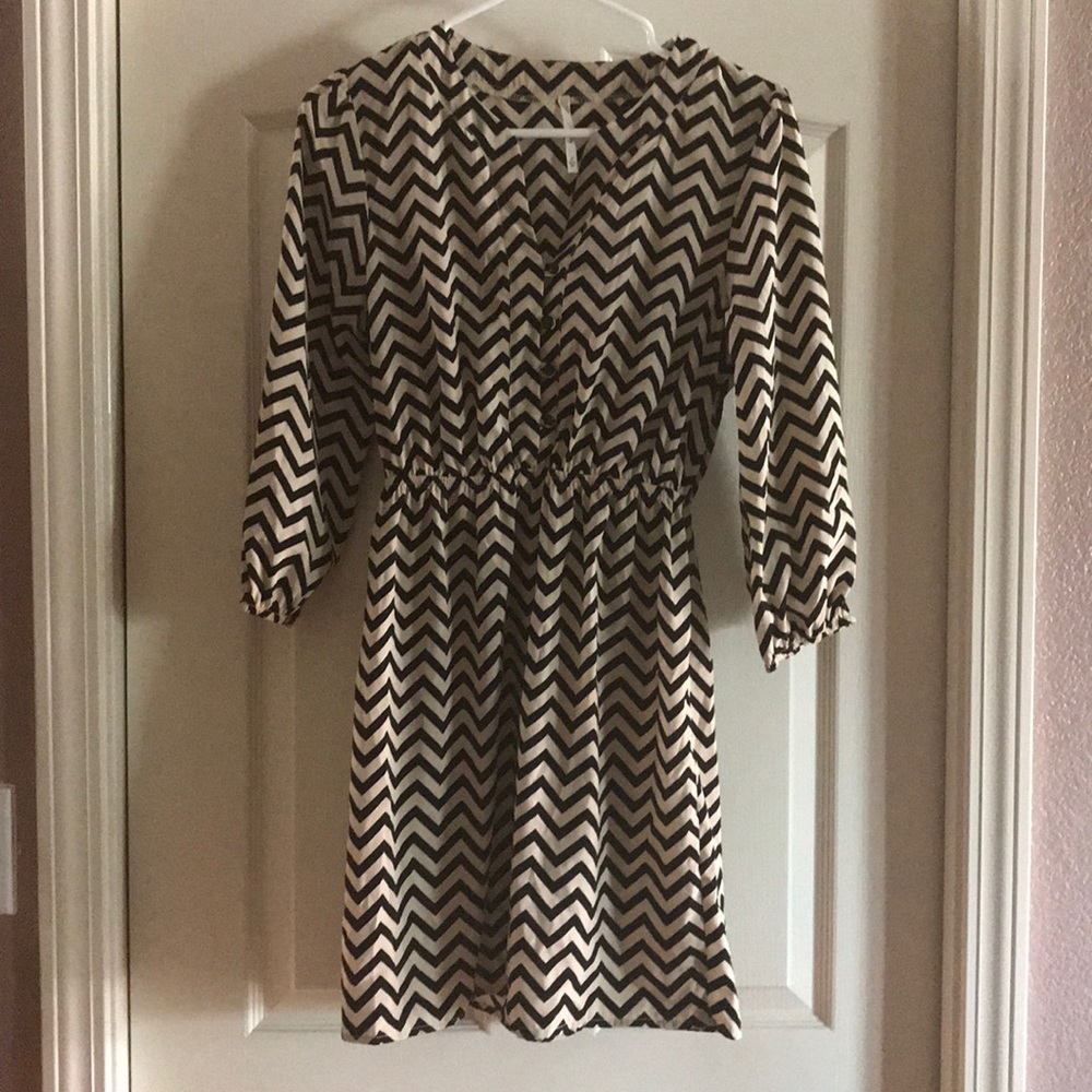 Trinity Black and Khaki chevron dress